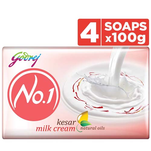 Godrej No.1 Kesar Milk Cream Soap (100g x 4)+100g Free