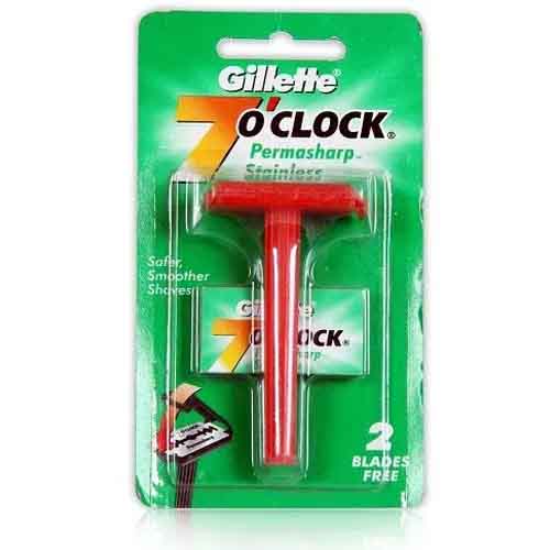 Gillette 7'O Clock Permasharp Stainless Razor 1N + 2 Blade Free