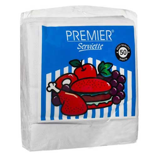 Premier Serviette 50 Sheets 1Ply (30cm x 27cm)