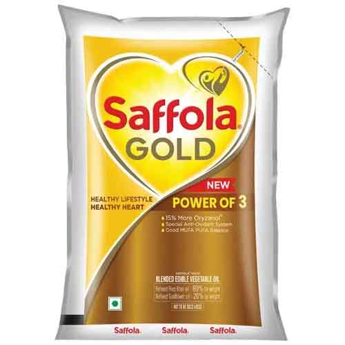 Saffola Gold Power Of 3 Vegetable Oil 1 Litre (P)